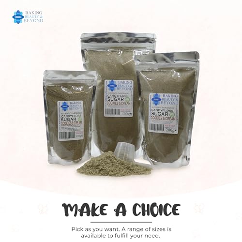 Baking Beauty and Beyond Premium Candy Floss Sugar 400g - Cookies and Cream Flavour