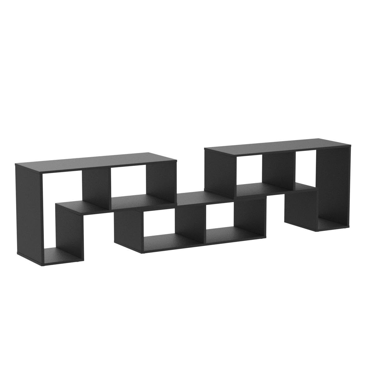 GIANTEX Fernsehschrank TV Schrank frei kombinierbar, Fernseher Regal Holz 180x30x43 cm, Sideboard TV Board Lowboard modular 3 teilig, Fernseher Schrank Fernsehtisch für 65 Zoll Fernseher, Schwarz