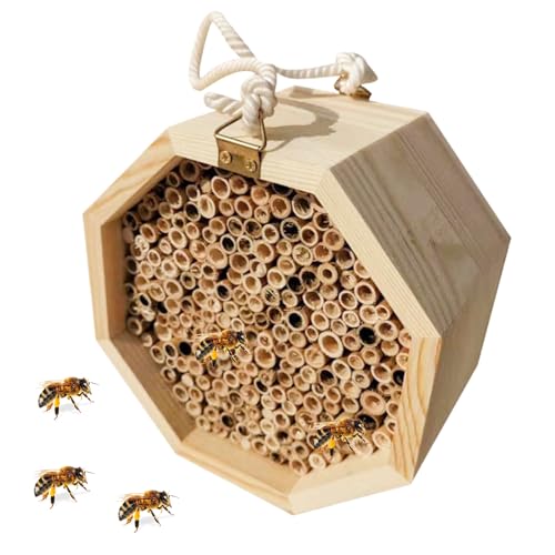 15x15x9 Cm De Madera Polinizando Casas De Abejas Hotel De Insectos De Insecto con Techo De Metal Caja De Casas De Insectos Pequeñas Atrae A Las Mariposas De Abejas Y Muchas Otras Insecto Hoteles