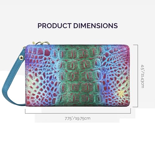 Image of Anuschka Women's Leather Wallet - Hand-Painted Genuine Leather Wallet with RFID Protection - 1149, Croc Embossed Daydream