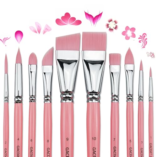 GACDR Face Paint Brush Set 10 Pcs Professional Artist Paint Brushes for Face & Body Painting for Halloween Cosplay Party - Acrylic Painting Oil Gouache Watercolor