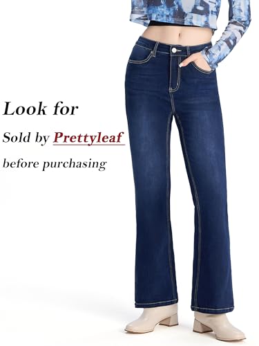 Women's 24" Extra Short Stretch Bootcut Jeans High Waisted Curvy Flare Denim Pants, Dark Blue, X-Small2