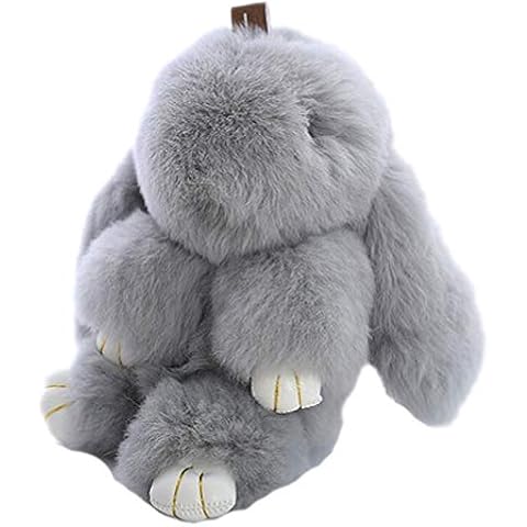 Wudaizhi Cute Pluff Bunny Keychain Fur Key Chains for Women Bag Toys Doll Fluffy Pom Pom Lovely Keyring Cover