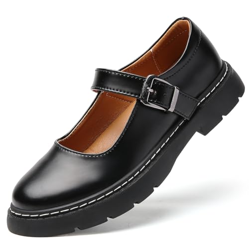 Mary Jane Shoes Women Platform Non-Slip Classics Round Toe Ankle Strap Comfort Casual Dressy Work Mary Jane Oxford Shoes