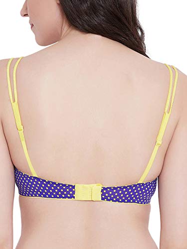 Image of Clovia Women's Polyamide Padded Non-Wired Polka Print Full Coverage T-Shirt Bra