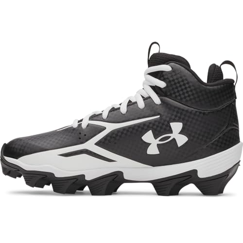 Under Armour Boys' Spotlight Hammer JR RM Football Cleats, (001) Black/White/White, 1, US
