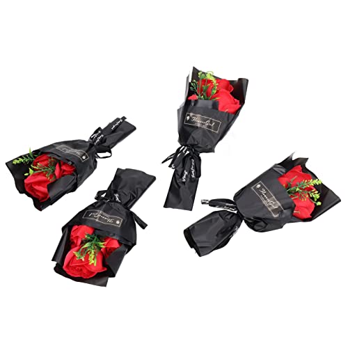 Changor Ramo de Flores de de Rosas para Regalo de Decoración Romántica 4 Piezas Exquisito Floral para la Boda del Día de San Valentín