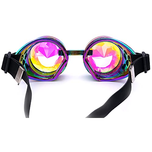Image of 3-5 Days Delivery Kaleidoscope Rave Rainbow Crystal Lenses Steampunk Goggles