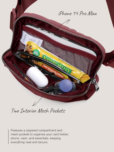 Image of ODODOS Unisex Mini Belt Bag with Adjustable Strap Small Fanny Pack for Workout Running Traveling Hiking, Wine