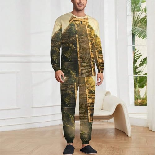 Mayan Pyramid Pajama Set Long Sleeve Lounge Sets Sleepwear 2 Pjs Nightwear for Men Women2