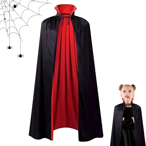 LGWJHCY Halloween Roupa de capa, capa reversível, preto e vermelho, capa de vampiro, cosplay bruxa vampiro, unissexo, roupa disfarce bruxa, festa para crianças e adultos, 120 cm