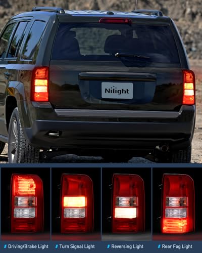Image of Nilight Taillight Assembly Compatible with 2008-2017 Jeep Patriot | Tail Light OE Style Rear Lamp Replacement Driver and Passenger Side w /Bulbs