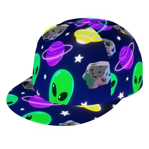 Fashionable Baseball Cap Alien UFO Spaceship Universe Art Dad Cap for Women Men Teens, Fitted Quick Dry Golf Cap Headwear