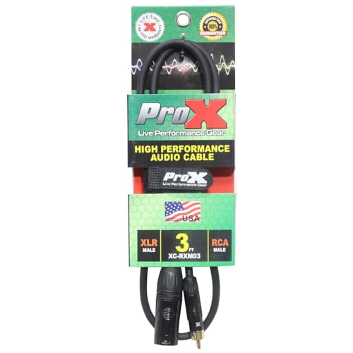 Câble XLR vers RCA Prox XC-RXM3 0,9 m asymétrique anti-parasite pour mixeur et ampli