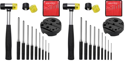 Image of 14pcs Pin Punch Set, including Universal Block, Pin Punches and Hammer (Pack of 2)