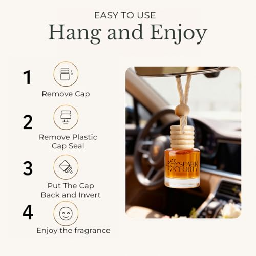 Image of Floral Car Air Freshener Hanging | Car Perfume, 0.27 fl oz (8 ml) | 30-Day Luxury Glass Diffuser | Rose, Soft Oriental Spice & Herbal Balsamic Notes | Long-Lasting Floral Scent