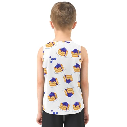 J JOYSAY Blueberry Pancake Stack White Boys Tank Top Sleeveless Muscle Shirts Quick Dry Kids T-Shirts 3-15T3