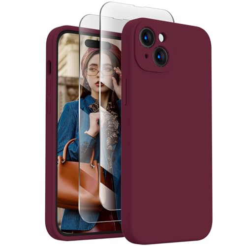 Image of FireNova Designed for iPhone 15 Case, Silicone Upgraded [Camera Protection] Phone Case, Soft Anti-Scratch Microfiber Lining Inside, 6.1 inch, Plum