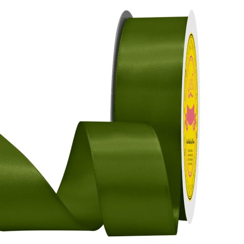 Image of Double Face Moss Satin Ribbon 1-1 /2 inch X 50 Yards Polyester Moss Ribbon for Gift Wrapping Very Suitable for Weddings Party Hair Bow Invitation Decorations and More