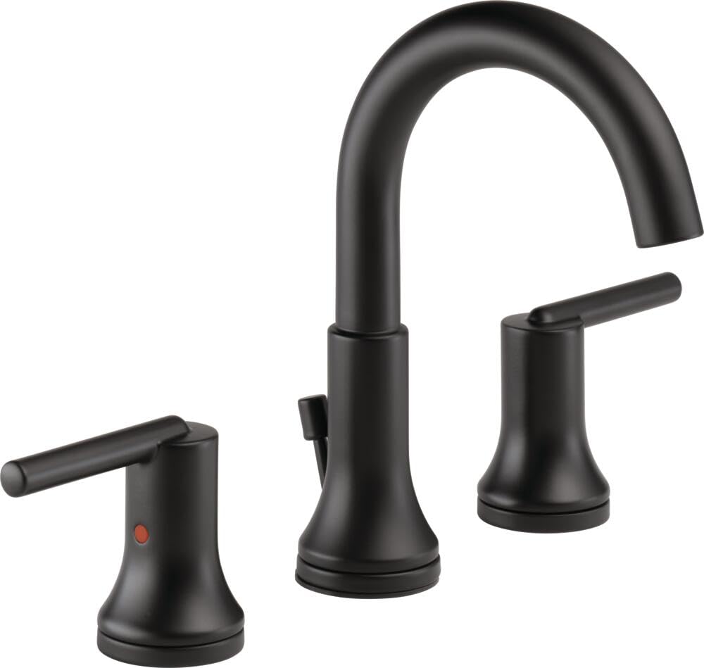 Delta Faucet Trinsic Widespread Bathroom Faucet 3 Hole, Matte Black