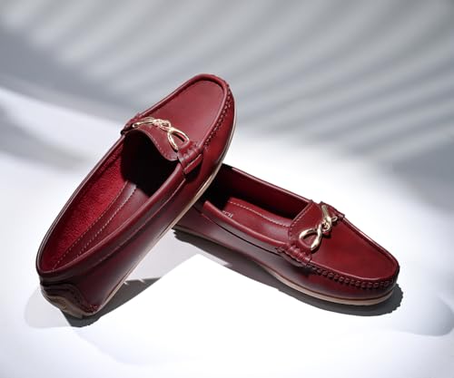 Image of LOUIS STITCH Women's Premium Slip-On Loafers with Buckle | Elegant Solid Slip-On Comfort Shoes for Casual and Formal Wear | Slip-On Loafer Shoes for Women | LSLD-BLR-HS02