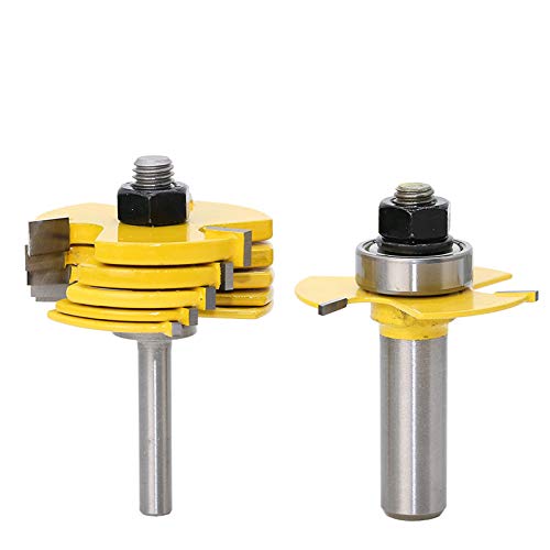 1/2 and 1/4 Inch Shank Carbide Adjustable Slot Cutter Router Bit Set with 6 Pcs Slotting Cutter Cutting Length 1/16", 3/32", 1/8", 5/32", 3/16" and 1/4"