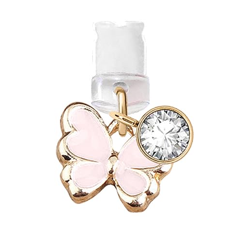 Bouchon anti-poussière iPhone XR avec son petit papillon rose mignon