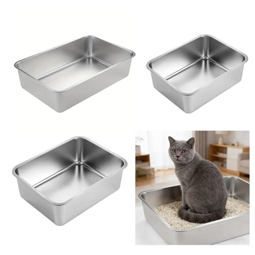 Arenero de acero inoxidable para gatos M miniatura 2