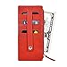 Leatherboss Genuine Leather Women's All in One Credit Business Card Case Holder Slim Zipper Wallet With a Card Protection Strap, Red