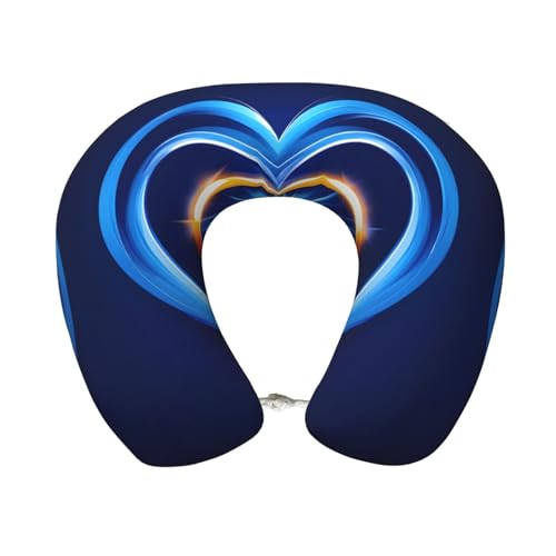 Almohada de viaje con diseño de corazón azul miniatura 1