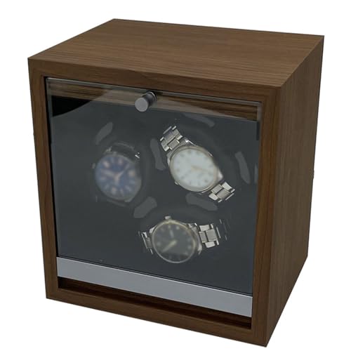 Enrollador automático de relojes, caja de almacenamiento, mecánico y a prueba de polvo, enrollador automático de relojes de 3 posiciones, luz ambiental LED