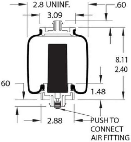 Miniatura 5 de TORQUE Cabina Air Sleeper Bag Spring para Freightliner Century Class ST (Reemplaza Firestone 7215, W02-358-7215, Freightliner 18-52651-000,