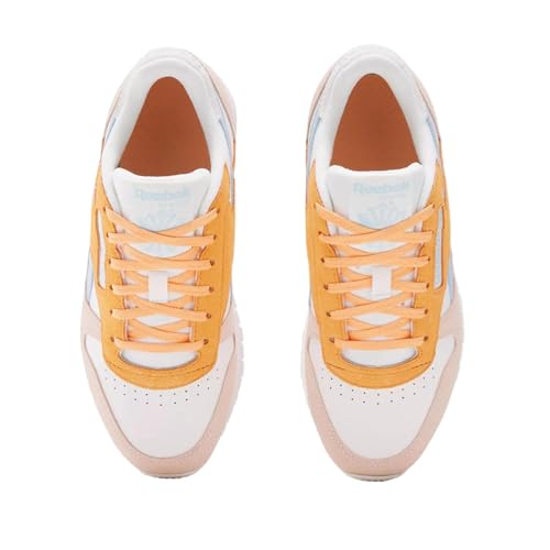 Image of Reebok Women's Classic Leather Sneaker, Chalk Washed Clay Soft Blue, 8.5