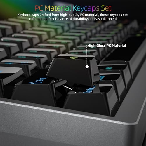 Image of Womier Black Keycaps for Mechanical Keyboard, Ceramic Style Keycaps Set | Glossy Cherry Profile Custom Key caps with Color Character for 60 75 100% Mechanical Keyboards with Cherry MX Switches