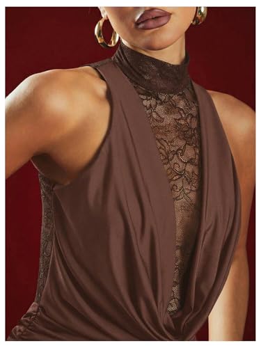 Image of GORGLITTER Women's Lace Birthday Cocktail Club Y2K Party Goth Mini Dresses | Cowl Neck Dress, Bodycon Mini Dress, Formal Going Out Outfits, Sexy Dresses for Women Date Night