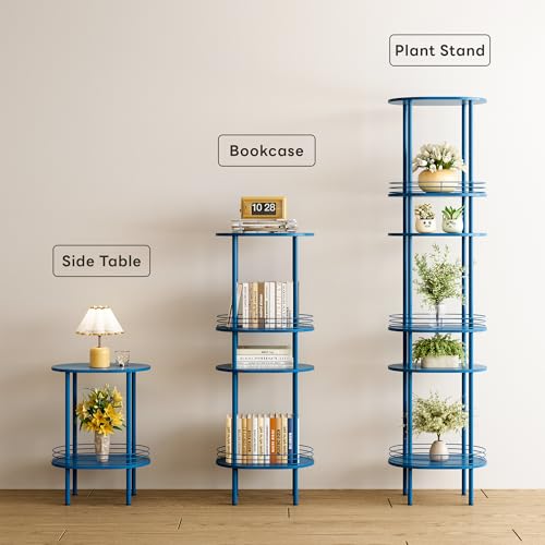 Image of DGSANDGO Blue Oval Side Table,Side Tables Living Room,2-Tier Nightstand,Samll End Table for Small Space,Living Room,Bedroom, Nursery, (1PC,Blue)
