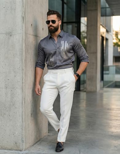 Image of IndoPrimo Men's Stylish Satin Shirt for Party and Casual Wear - Exclusive Designer Full Sleeve Shirt for Men - Pilar