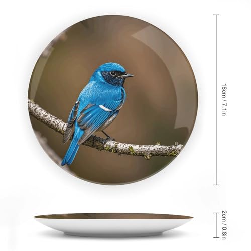 Plato decorativo Blue Bird de porcelana 7 in miniatura 2