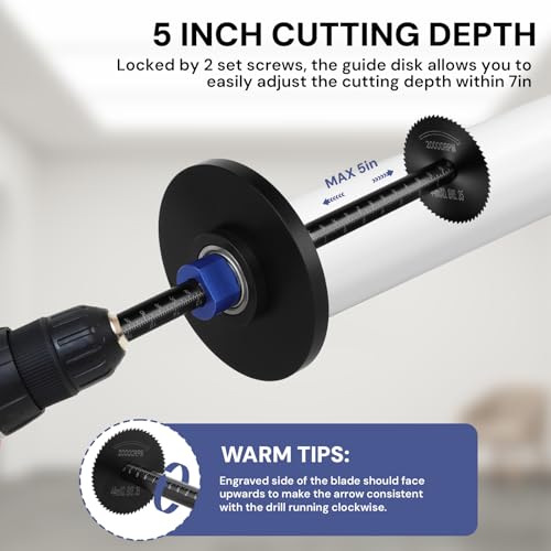 Image of PVC Pipe Internal Cutter Set - 360 Rotating Cutter, adjustable depth gauge, 5 HSS Saw Blades & Hex Key Shaftand 2 mandrels, portable PVC /ABS pipe cutter forinternal cutting (Black, 7 Inch)
