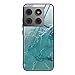 Produktbild SEAHAI Hülle für OnePlus 10T 5G, Ultradünne Gehärtetem Glas Zurück & Weich Silikon TPU Rahmen Handyhülle Glänzend Marmor Case Stoßfest Schutzhülle, Cyan-Marmor
