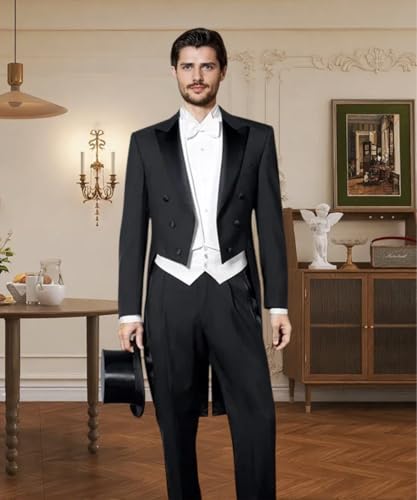 Men's Tailcoat Suit One Piece Slim Fit Suits for Men Double Breasted Tuxedo Swallow Coat Blazer Proms,Wedding4