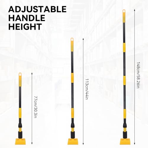 Image of Mop Handle Commercial Heavy Duty - 57 Inch Industrial Metal Mop Stick with Jaw Clamp Replacement for Floor Cleaning - Professional Gripper Mops Head Replacement Holder