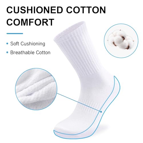 Image of Mens Crew Socks Cotton Athletic Cushioned Running Workout Gym Long Socks