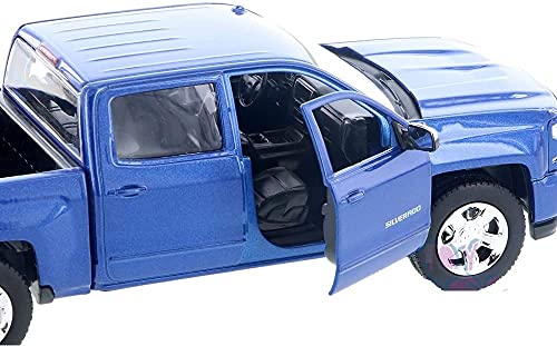 Motormax 2017 Chevrolet Silverado 1500 Lt Z71 Crew Cab Pickup Truck 1/27 Scale Diecast Model Vehicle Blue #TOP3