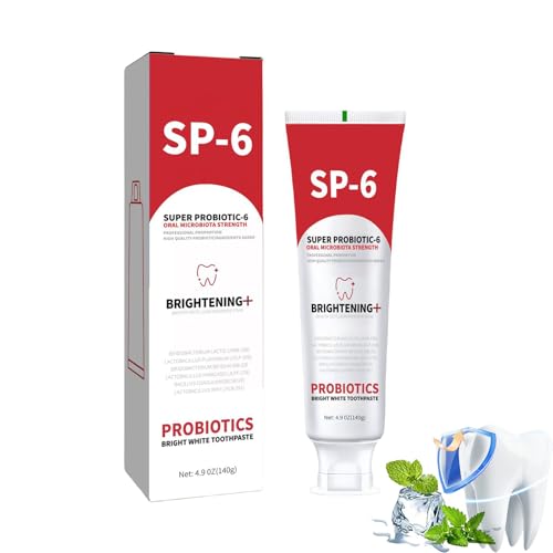 SP-6 Probiotic Brightening Toothpaste,Super Probiotic-SP-6 Fluoride-Free Toothpaste for Sensitive Teeth, Gentle Mint, Fresh Breath,Daily Use for Oral Health 140g/4.9oz (1 Pcs)
