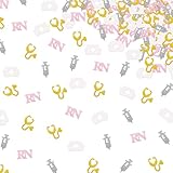 120pcs Congrats Nurse Confetti, RN Graduation Confetti, Nurse Party Paper Scatter, Gold Glitter Stethoscope Table Scatter, Medical Nursing School Graduation Party Decoration