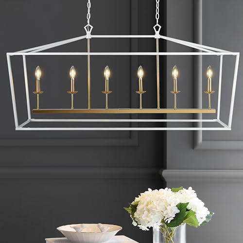 Image of JONATHAN Y Pagoda 6-Light Pendant 49 inch Cage, White