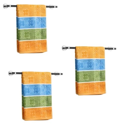 Image of GLOXY Premium Black Matte Finish Towel Rod for Bathroom - 24 Inch Combo Pack of 3 Wall Mount Rust Proof Stainless Steel Bathroom Rod for Clothes - Bathroom Fittings Accessory for Home & Hotels