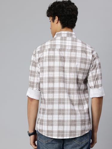 Image of Majestic Man Men's Pure Cotton Checkered Slim Fit Casual Shirt - Full Sleeve | Trendy & Comfortable