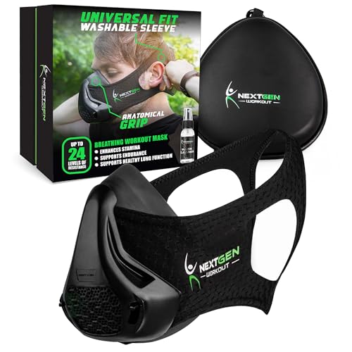 NEXTGEN Breathing Workout Mask - Enhance Stamina & Endurance | 24-Level Adjustable Airflow for Optimal Lung Performance | Elevate Cardio & Gym Training for Men & Women